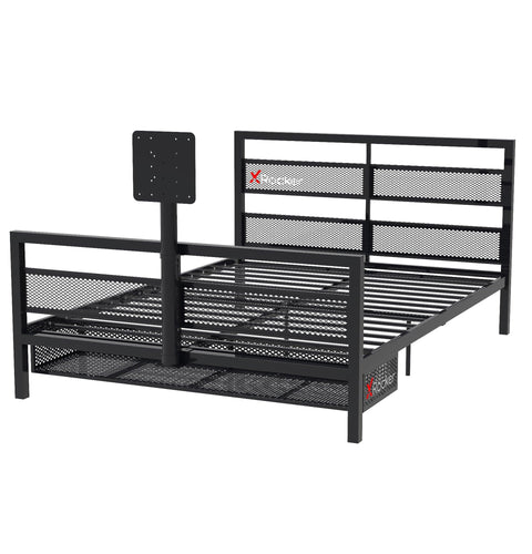 Basecamp LED Gaming Bed with XL TV Mount, Black, Full - X Rocker