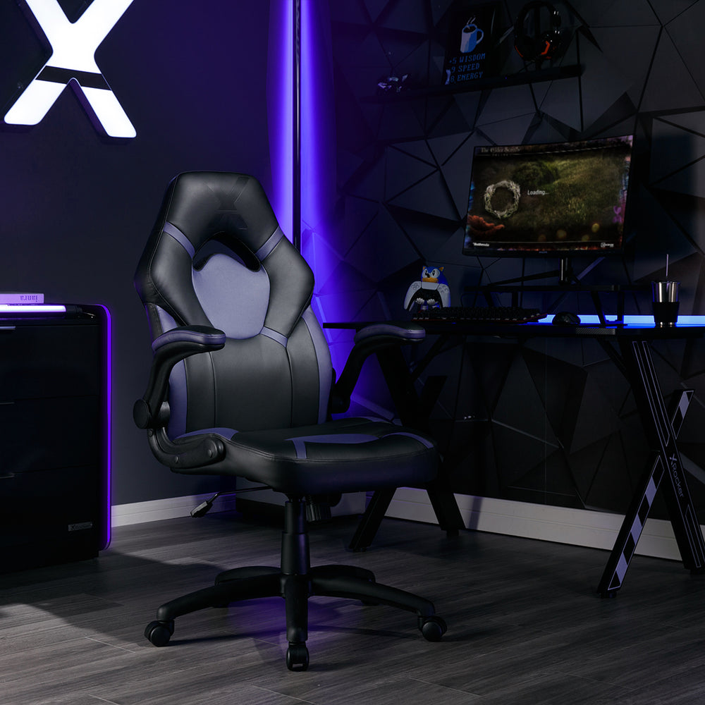 Venom PC Office Gaming Chair, Purple/Black - X Rocker