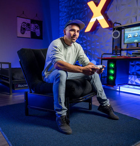 Convertible Battle Chair with Cushion, Grey - X Rocker