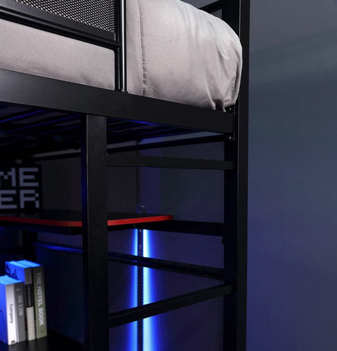BattleBunk Gaming Bunk Bed with Desk, Black - X Rocker