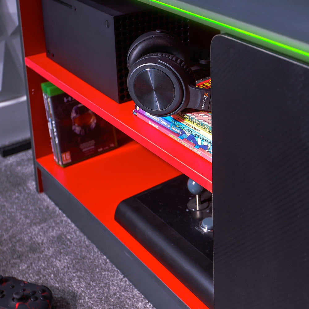 Carbon-Tek TV Stand with LED, Gray/Red - X Rocker