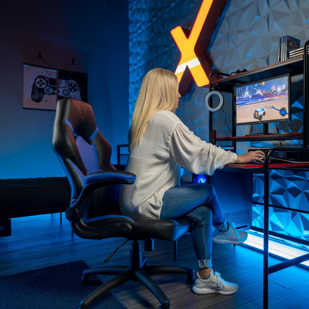 Venom PC Office Gaming Chair, Blue/Black - X Rocker