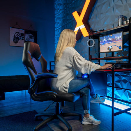 Venom PC Office Gaming Chair, Blue/Black - X Rocker