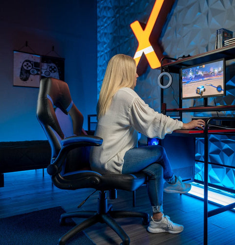 Venom PC Office Gaming Chair, Blue/Black - X Rocker