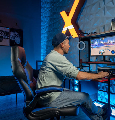 Venom PC Office Gaming Chair, Blue/Black - X Rocker