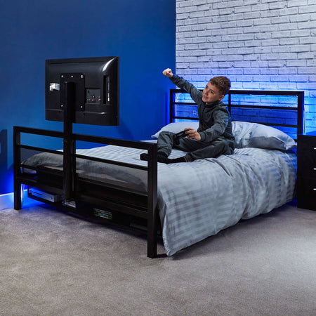 Basecamp Gaming Bed with TV Mount, Black, Full