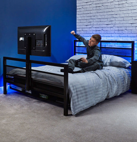 Basecamp Gaming Bed with TV Mount, Black, Full