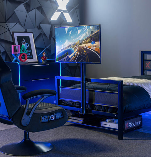 Basecamp Gaming Bed with TV Mount, Black, Full