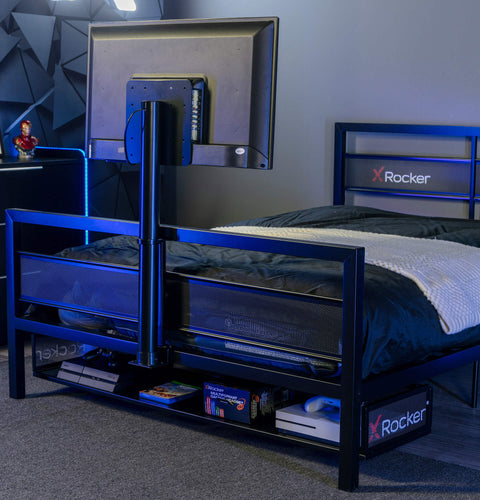 Basecamp Gaming Bed with TV Mount, Black, Full