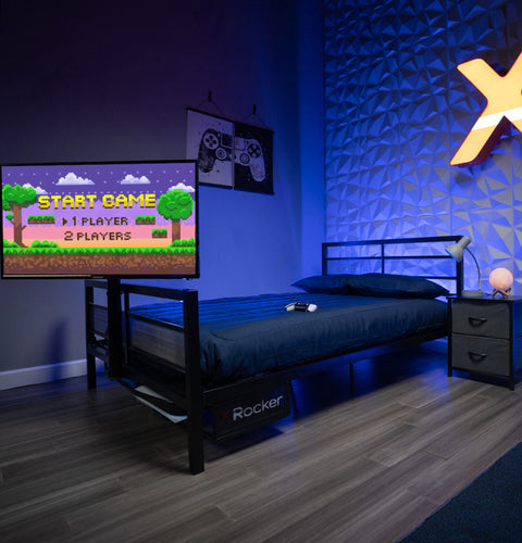 Basecamp Gaming Bed with TV Mount, Black, Full