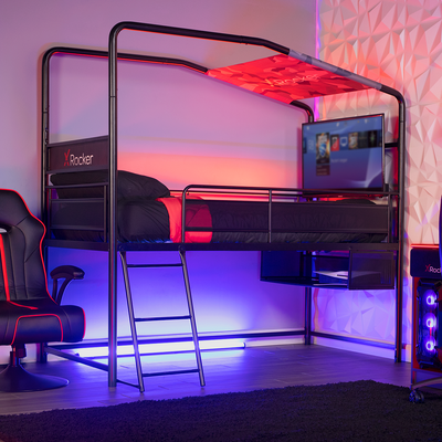 Contra Mid-Sleeper Gaming Bed with TV Mount, Twin - X Rocker
