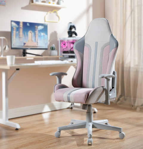 Mysa Office Gaming Chair, Pink, Gray Base - X Rocker