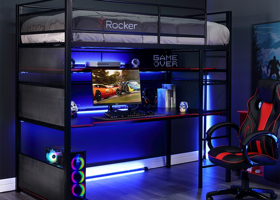 BattleBunk Gaming Bunk Bed with Desk, Black - X Rocker