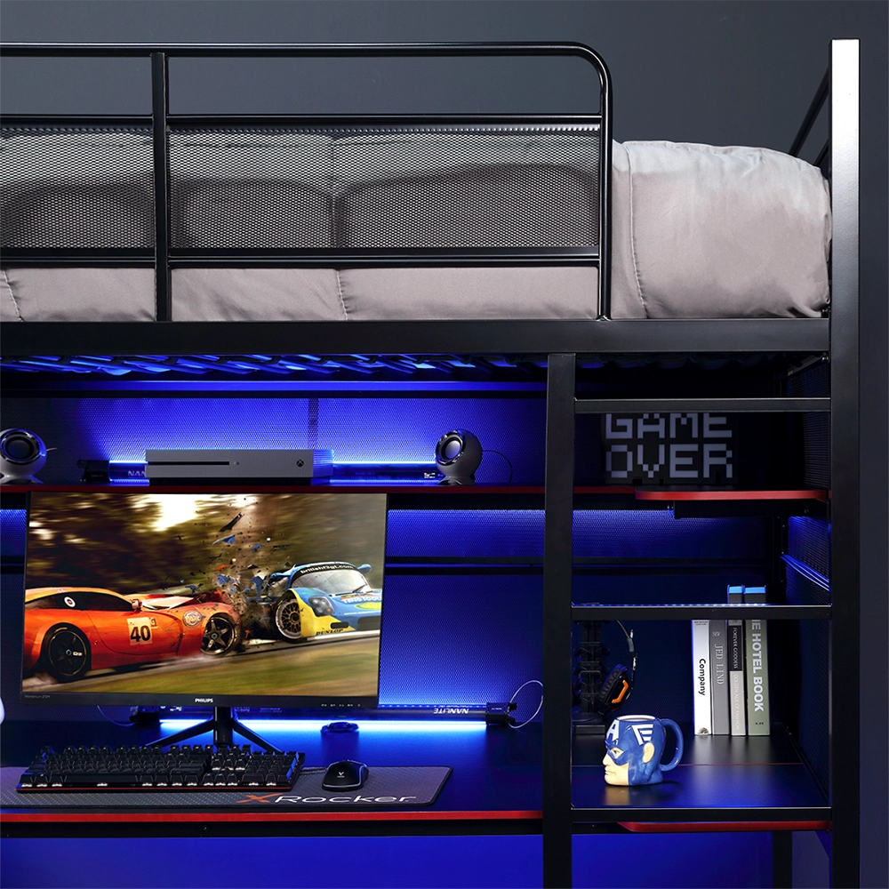 BattleBunk Gaming Bunk Bed with Desk, Black - X Rocker