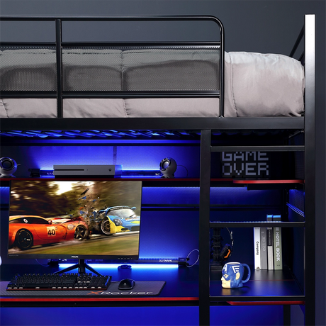 BattleBunk Gaming Bunk Bed with Desk, Black - X Rocker