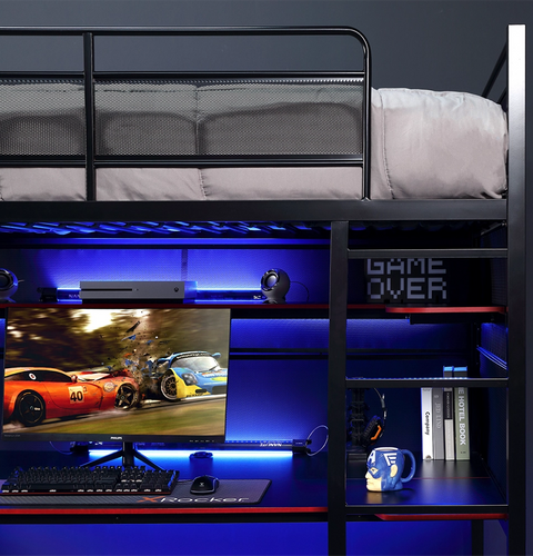 BattleBunk Gaming Bunk Bed with Desk, Black - X Rocker