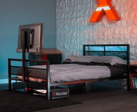 Basecamp LED Gaming Bed with XL TV Mount, Black, Full - X Rocker