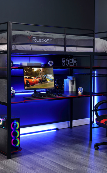 X Rocker Twin Gaming Bed with RGB LED Lights & Storage
